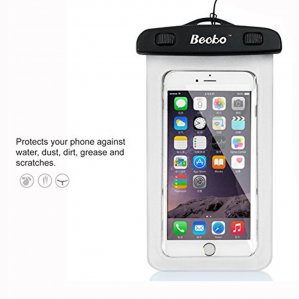 5.5" White Waterproof Cell Phone Pouch